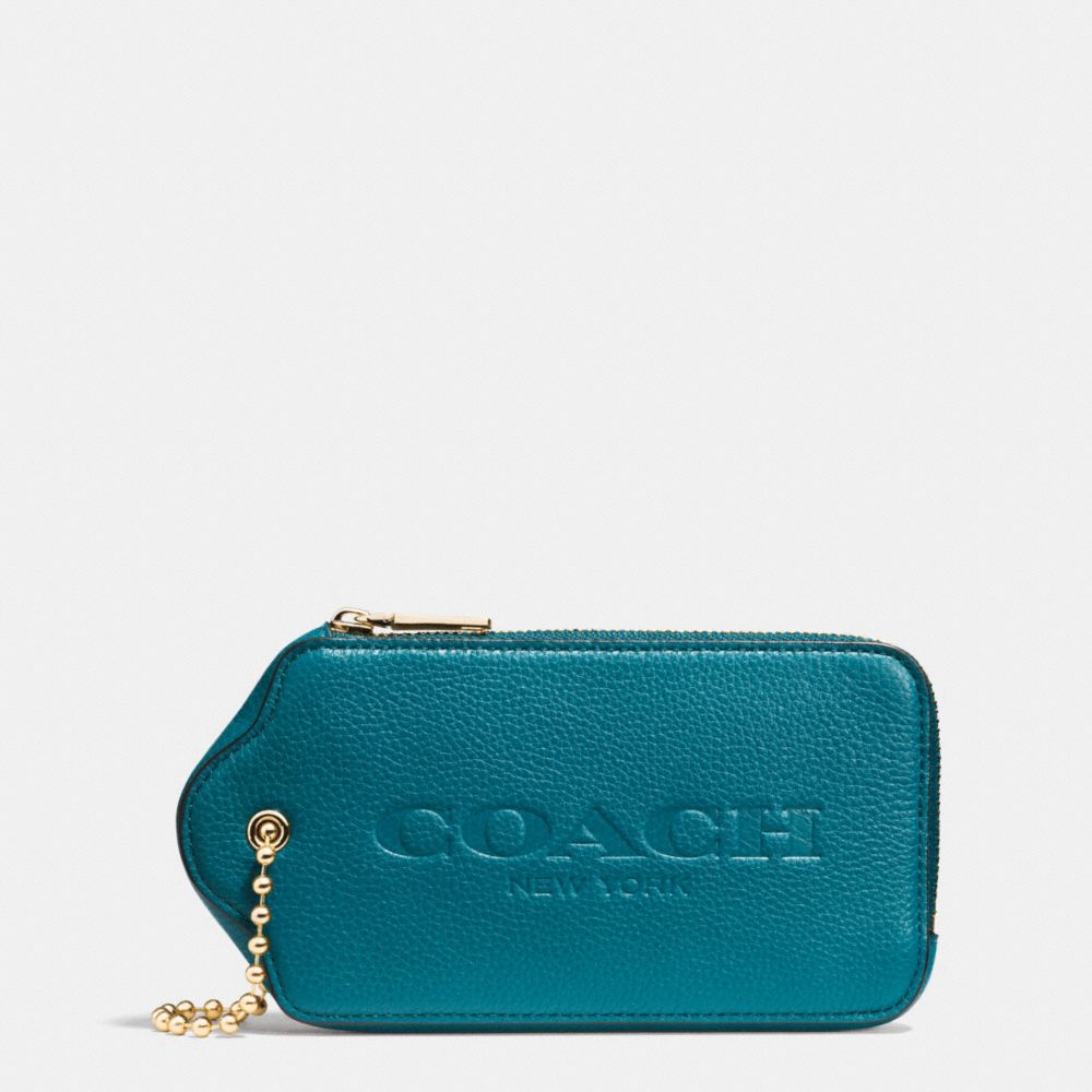 HANGTAG MULITIFUNCTION CASE IN LEATHER - LIGHT GOLD/TEAL - COACH F52507