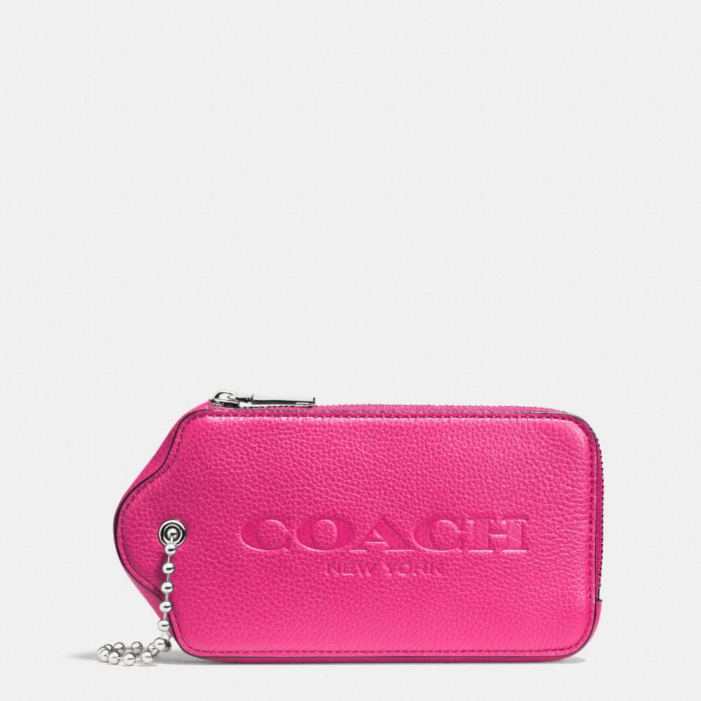 COACH F52507 Hangtag Mulitifunction Case In Leather SILVER/FUCHSIA