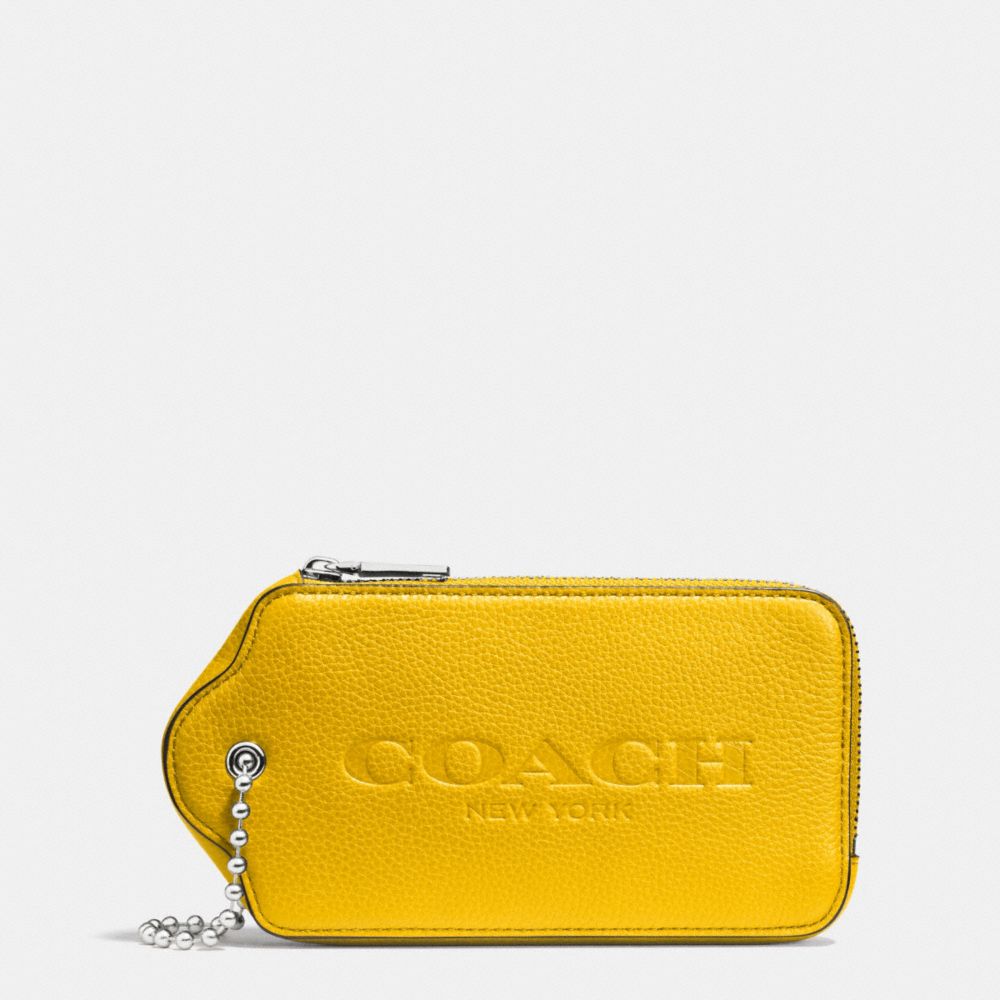 COACH f52507 HANGTAG MULITIFUNCTION CASE IN LEATHER SILVER/YELLOW