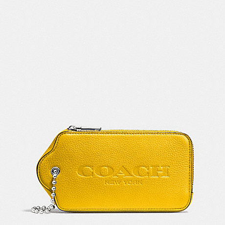 COACH F52507 HANGTAG MULITIFUNCTION CASE IN LEATHER SILVER/YELLOW