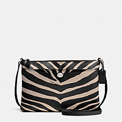 COACH F52531 Peyton Zebra Print Swingpack SILVER/BLACK