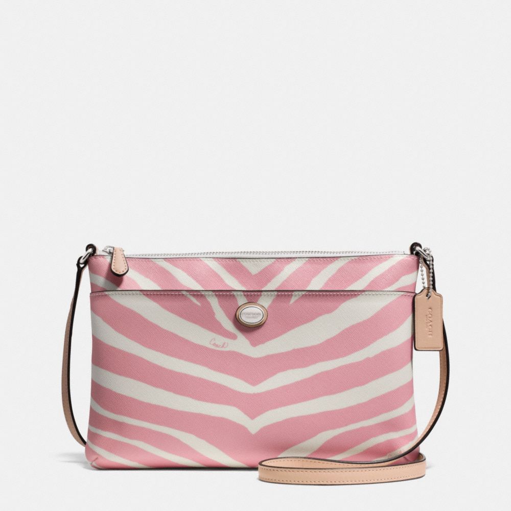 COACH F52531 - PEYTON ZEBRA PRINT SWINGPACK SILVER/PINK TULLE