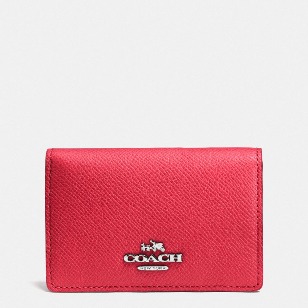 COACH F52544 Business Card Case SV/TRUE RED