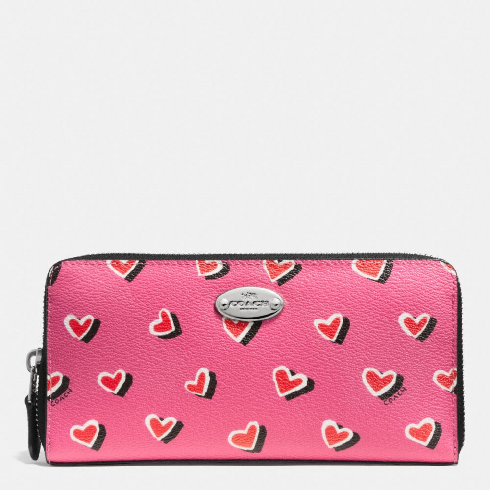 COACH®  Accordion Zip Wallet In Colorblock Signature Canvas With Heart  Print