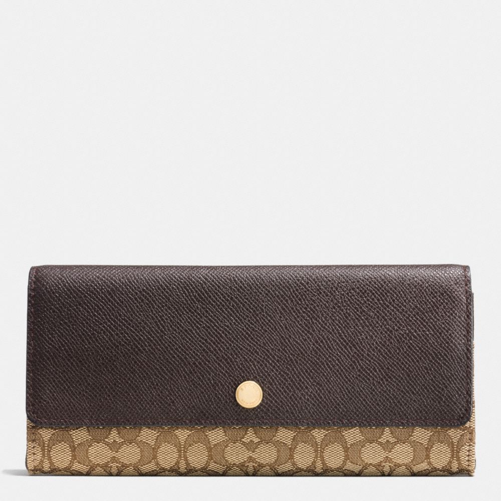 SOFT WALLET IN SIGNATURE JACQUARD - f52575 - LIGHT GOLD/KHAKI/BROWN