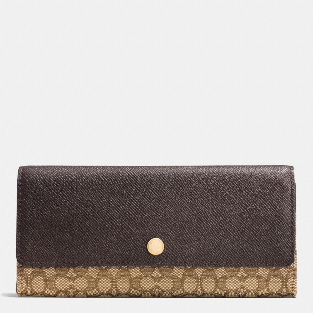 COACH f52575 SOFT WALLET IN SIGNATURE JACQUARD LIGHT GOLD/KHAKI/BROWN