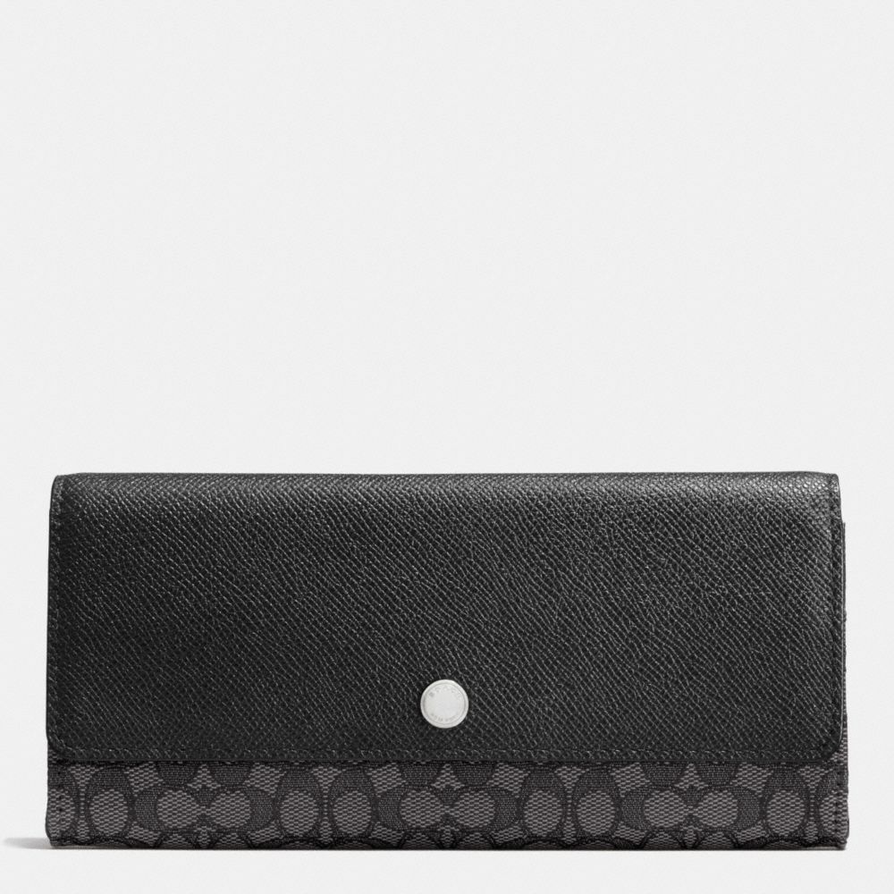 COACH f52575 SOFT WALLET IN SIGNATURE JACQUARD SILVER/BLACK SMOKE/BLACK