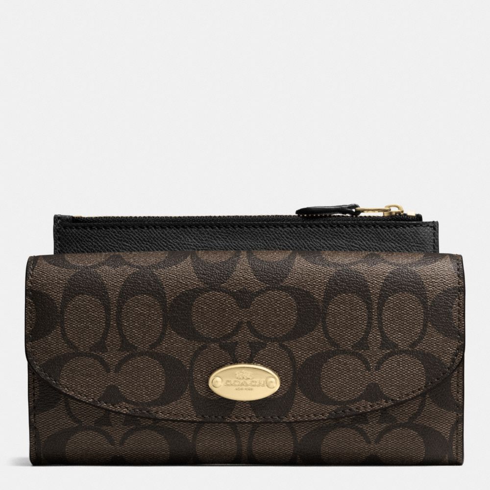 COACH F52601 SIGNATURE CANVAS POP SLIM ENVELOPE WALLET LIGHT-GOLD/BROWN/BLACK