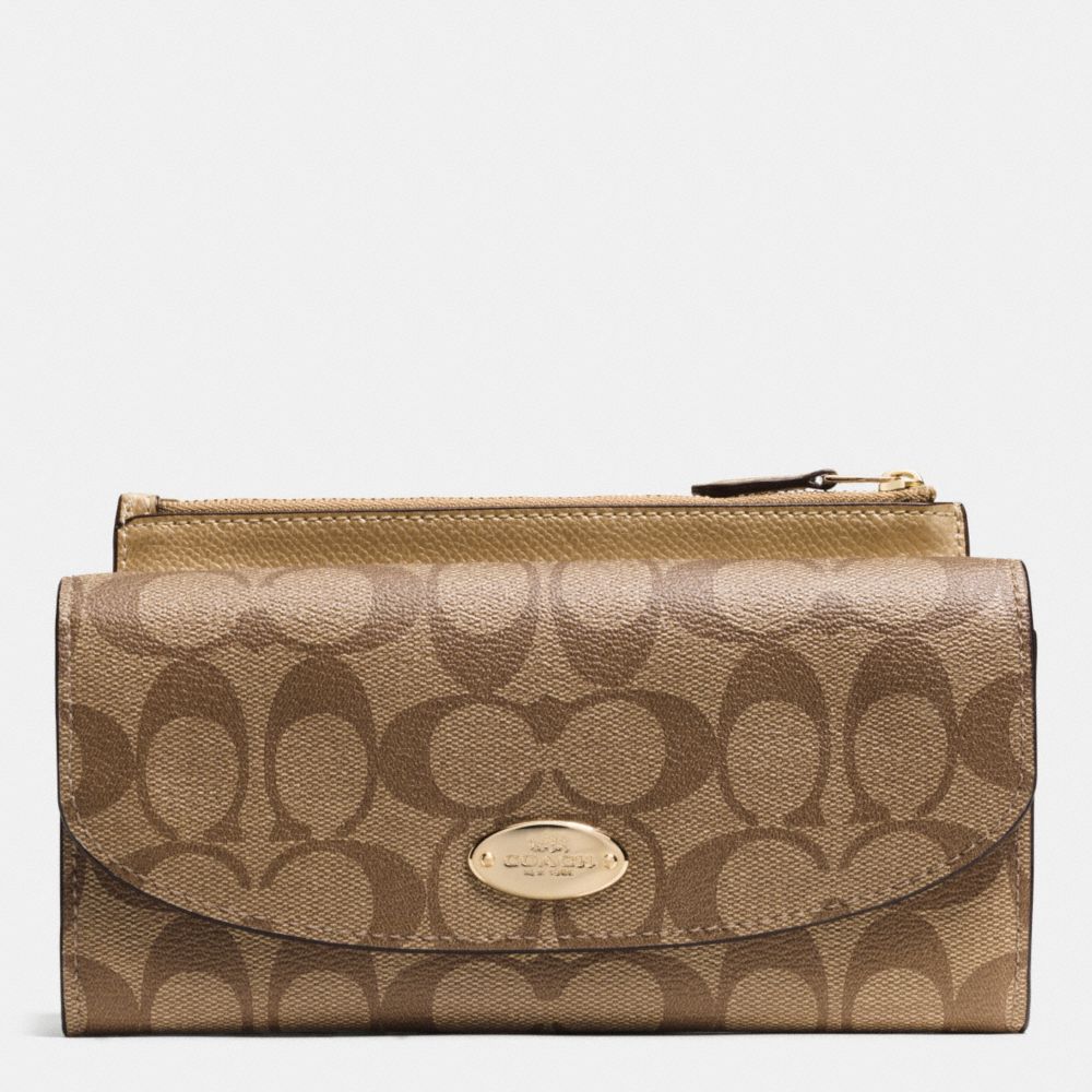 POP SLIM ENVELOPE WALLET IN SIGNATURE - IMITATION GOLD/KHAKI/GOLD - COACH F52601