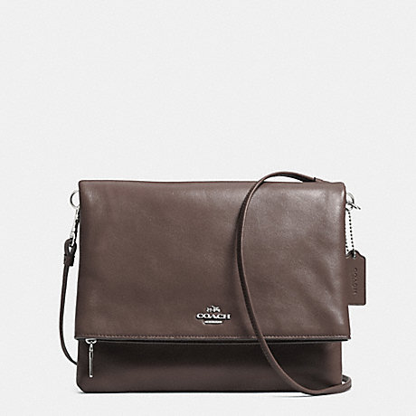FOLDOVER CROSSBODY IN LEATHER - COACH F52606 - SILVER/MINK