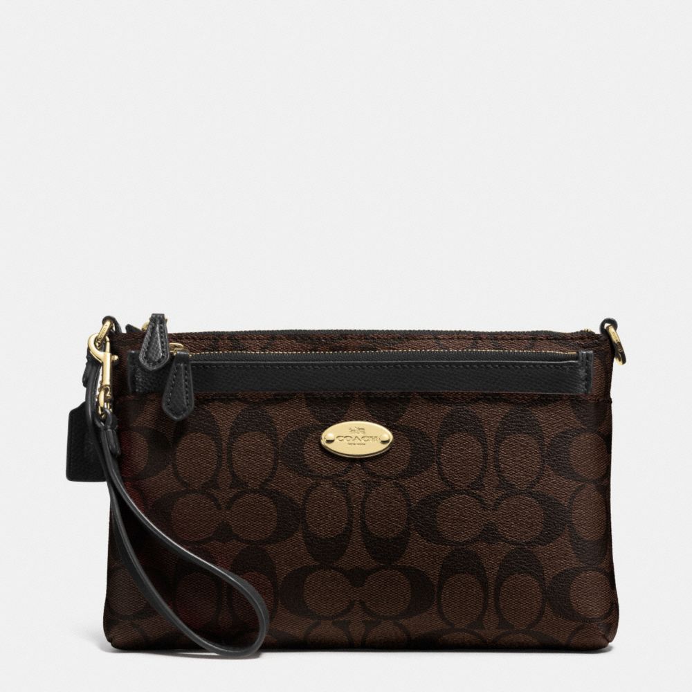 COACH F52619 Signature Pop Pouch LIGHT GOLD/BROWN/BLACK