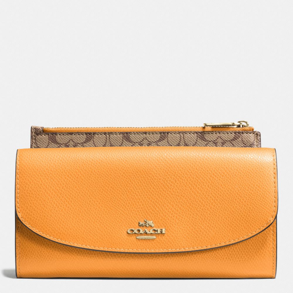 COACH F52628 POP SLIM ENVELOPE IN CROSSGRAIN LEATHER IMITATION-GOLD/ORANGE-PEEL