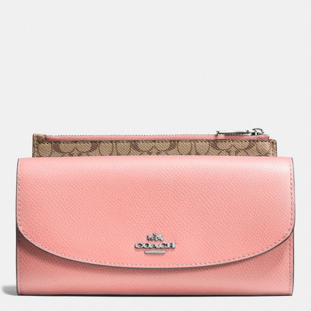 COACH F52628 Pop Slim Envelope In Crossgrain Leather SILVER/BLUSH