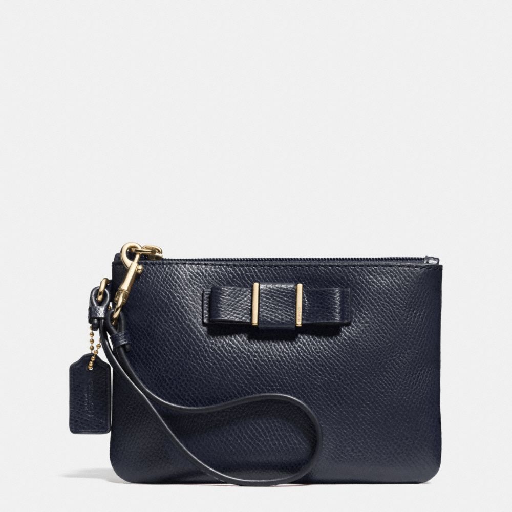 SMALL WRISTLET WITH BOW IN CROSSGRAIN LEATHER - f52629 -  LIGHT GOLD/MIDNIGHT