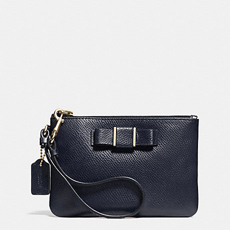 COACH SMALL WRISTLET WITH BOW IN CROSSGRAIN LEATHER -  LIGHT GOLD/MIDNIGHT - f52629