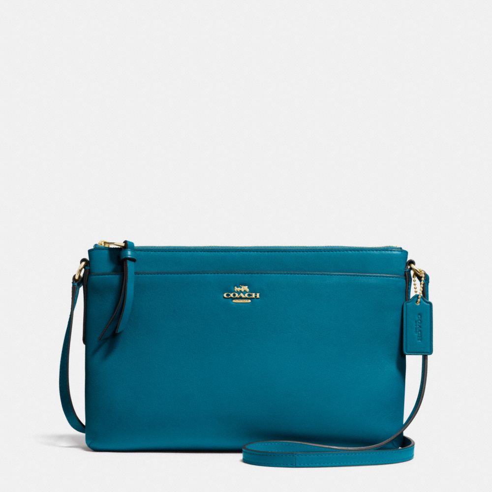 EAST/WEST SWINGPACK IN LEATHER - f52638 -  LIGHT GOLD/TEAL