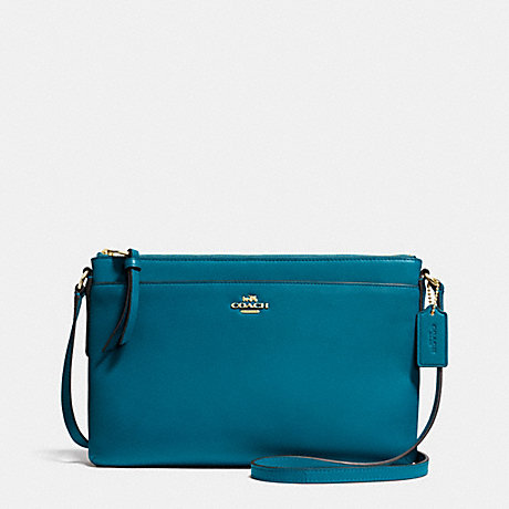 EAST/WEST SWINGPACK IN LEATHER - COACH F52638 - LIGHT GOLD/TEAL