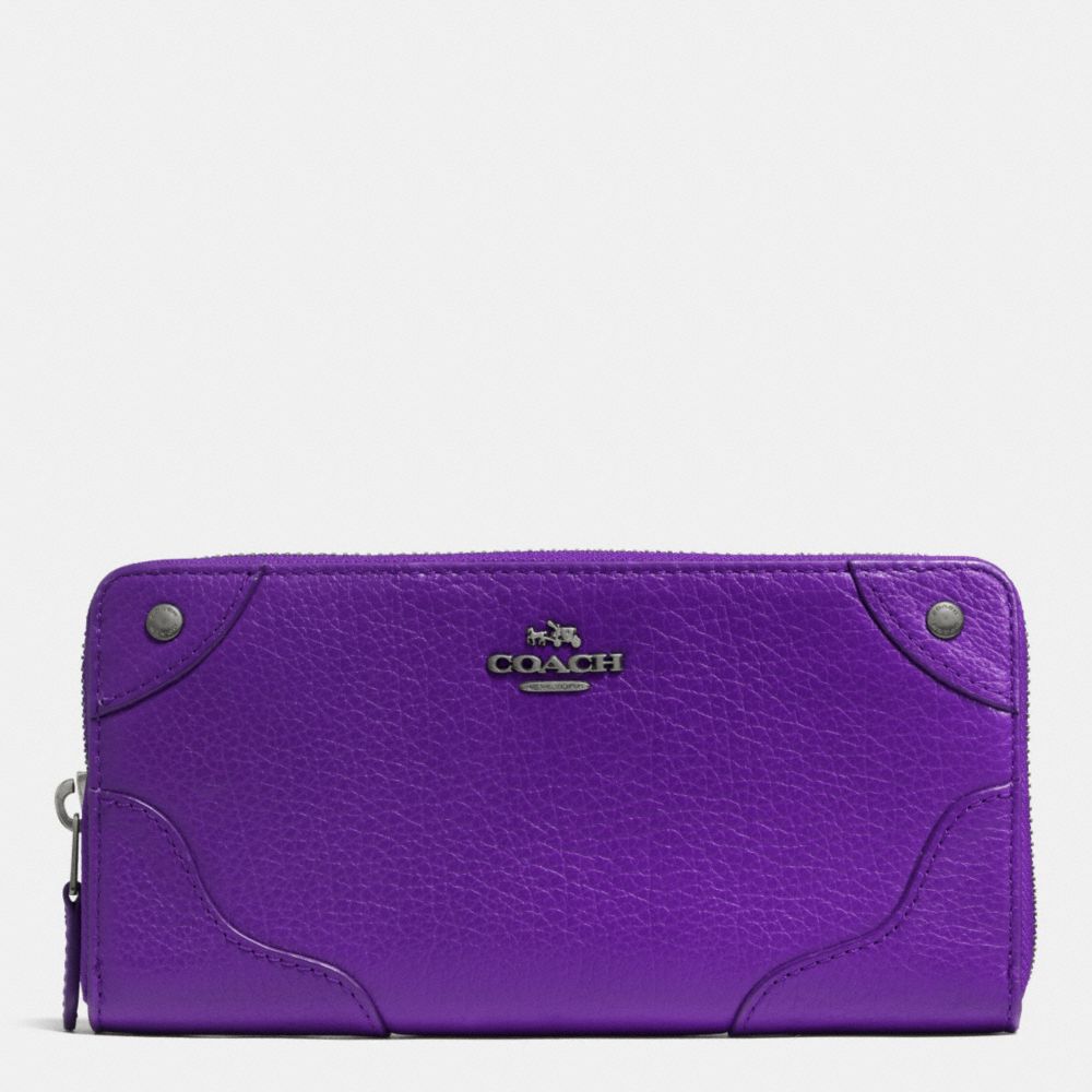 COACH MICKIE ACCORDION ZIP WALLET IN GRAIN LEATHER - ANTIQUE NICKEL/PURPLE IRIS - f52645