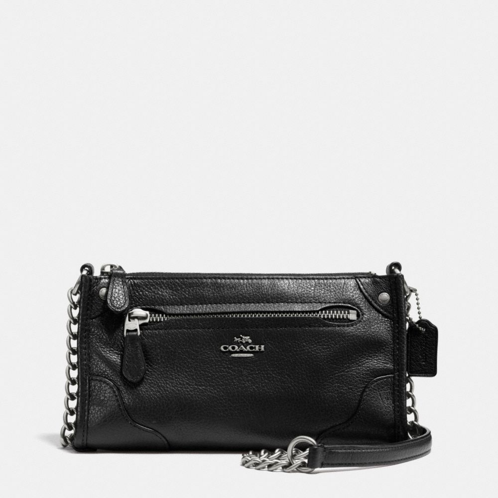 MICKIE CROSSBODY IN GRAIN LEATHER - f52646 - SILVER/BLACK