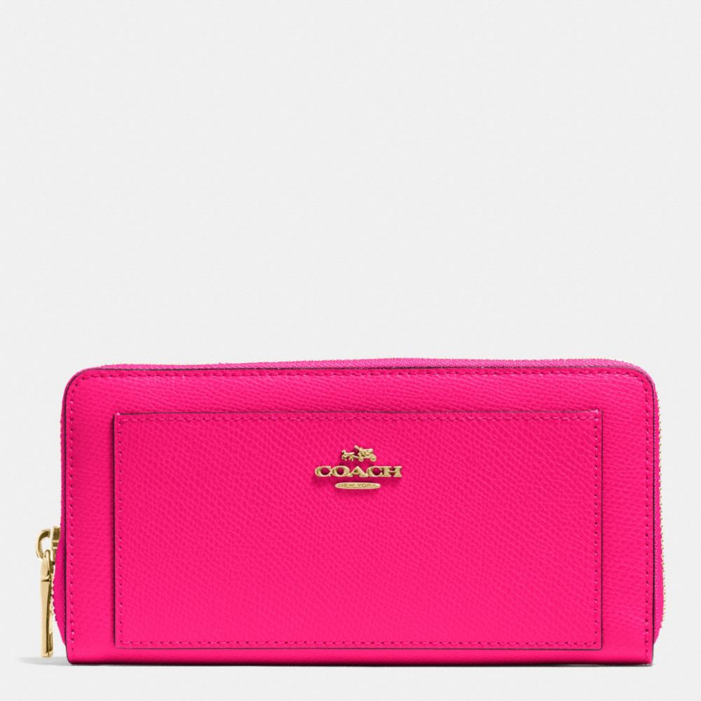 ACCORDION ZIP WALLET IN LEATHER - IMITATION GOLD/PINK RUBY - COACH F52648