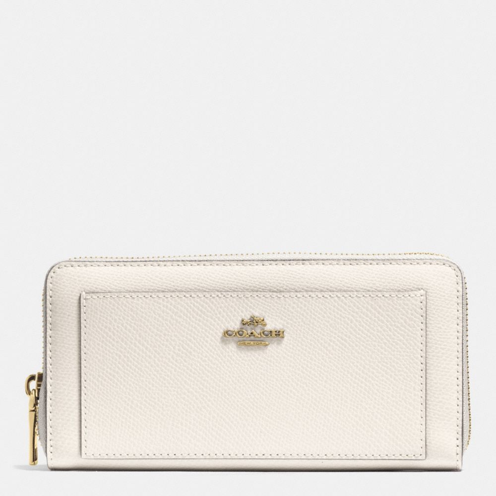 COACH ACCORDION ZIP WALLET IN LEATHER -  LIGHT GOLD/CHALK - f52648