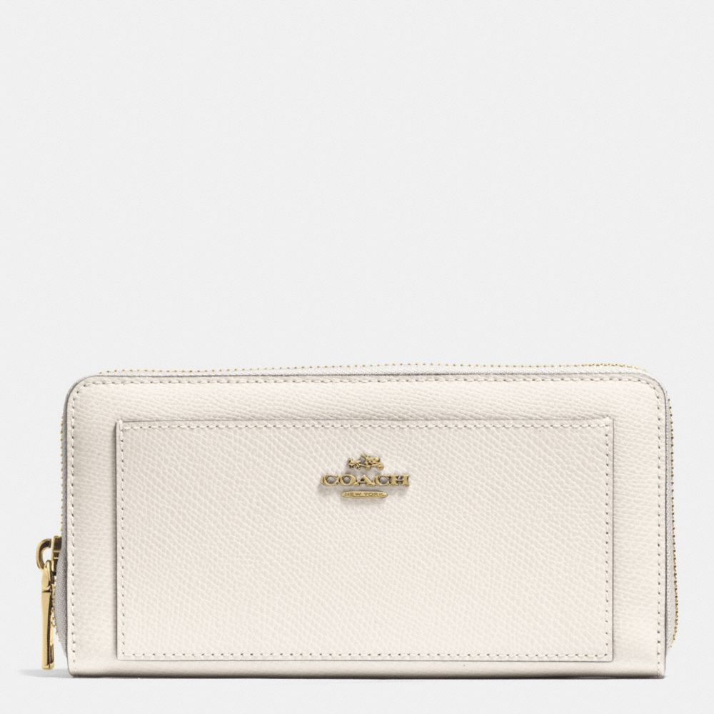 COACH ACCORDION ZIP WALLET IN LEATHER - LIGHT GOLD/CHALK - F52648