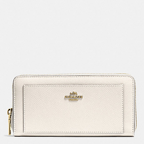 COACH F52648 ACCORDION ZIP WALLET IN LEATHER -LIGHT-GOLD/CHALK