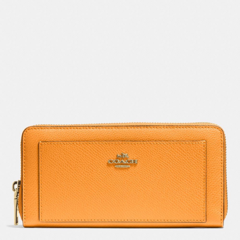 COACH ACCORDION ZIP WALLET IN LEATHER - IMITATION GOLD/ORANGE PEEL - f52648