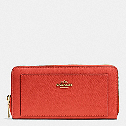 COACH F52648 Accordion Zip Wallet In Leather IMITATION GOLD/CARMINE