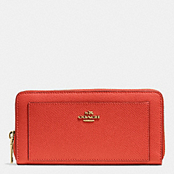 COACH F52648 - ACCORDION ZIP WALLET IN LEATHER IMITATION GOLD/CARMINE