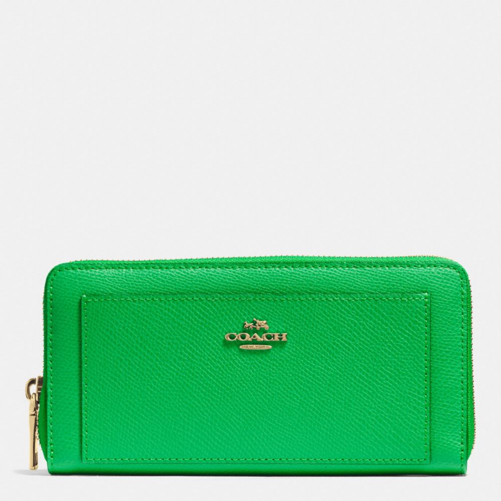 ACCORDION ZIP WALLET IN LEATHER - IMITATION GOLD/KELLY GREEN - COACH F52648