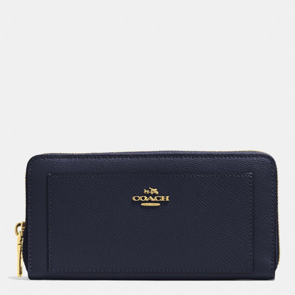 COACH F52648 Accordion Zip Wallet In Leather LIGHT GOLD/MIDNIGHT