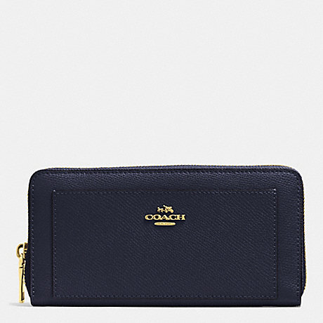 COACH ACCORDION ZIP WALLET IN LEATHER - LIGHT GOLD/MIDNIGHT - f52648