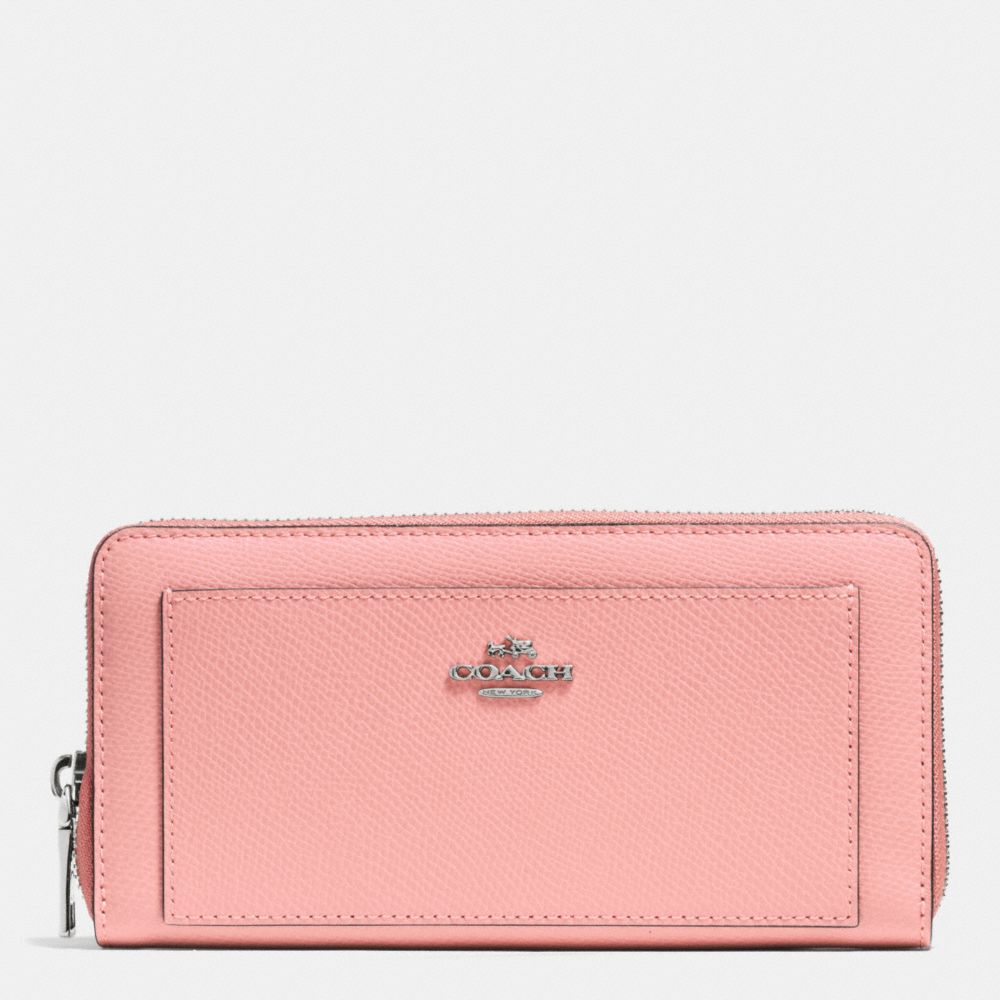 COACH F52648 Accordion Zip Wallet In Leather SILVER/BLUSH