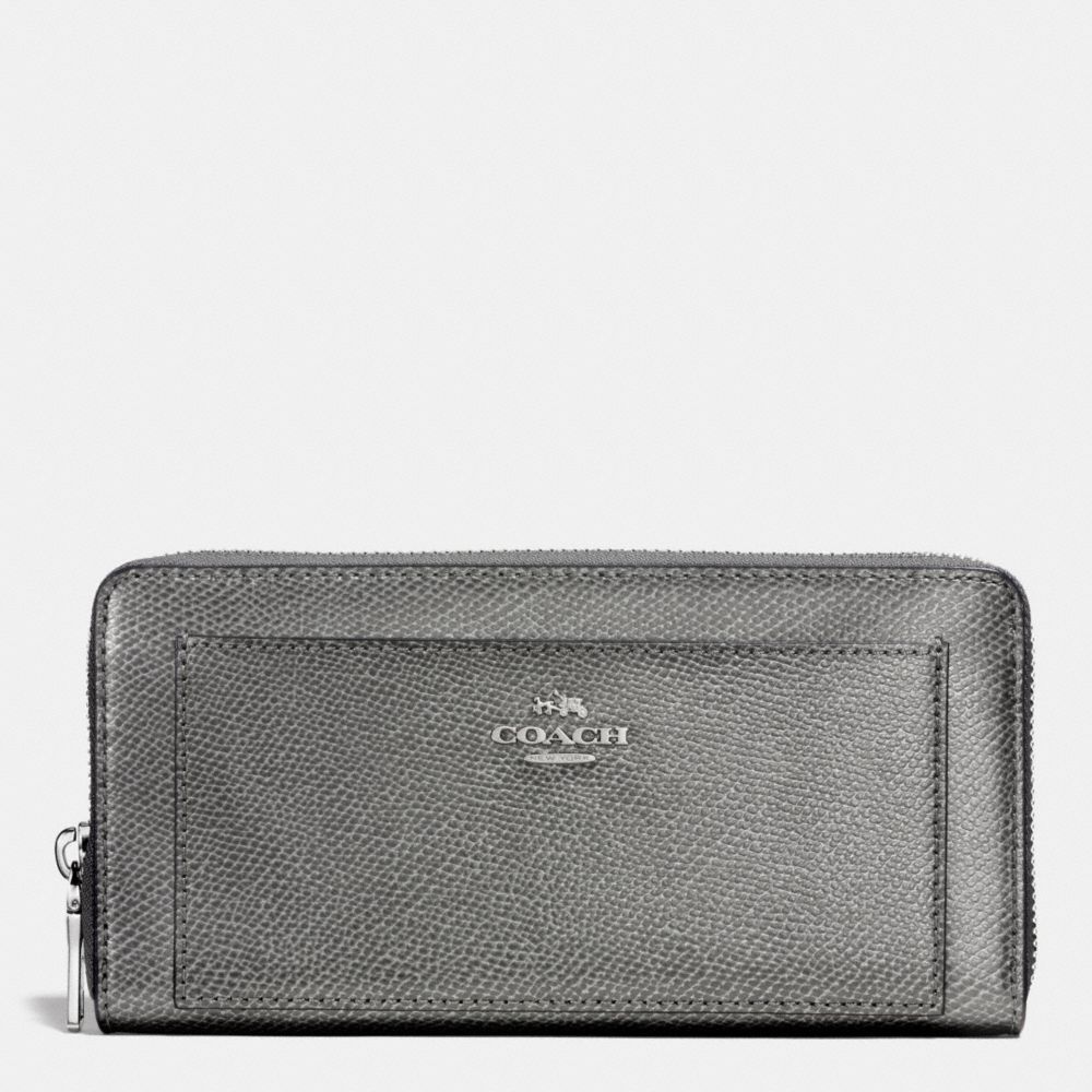 COACH ACCORDION ZIP WALLET IN LEATHER - SILVER/GUNMETAL - f52648