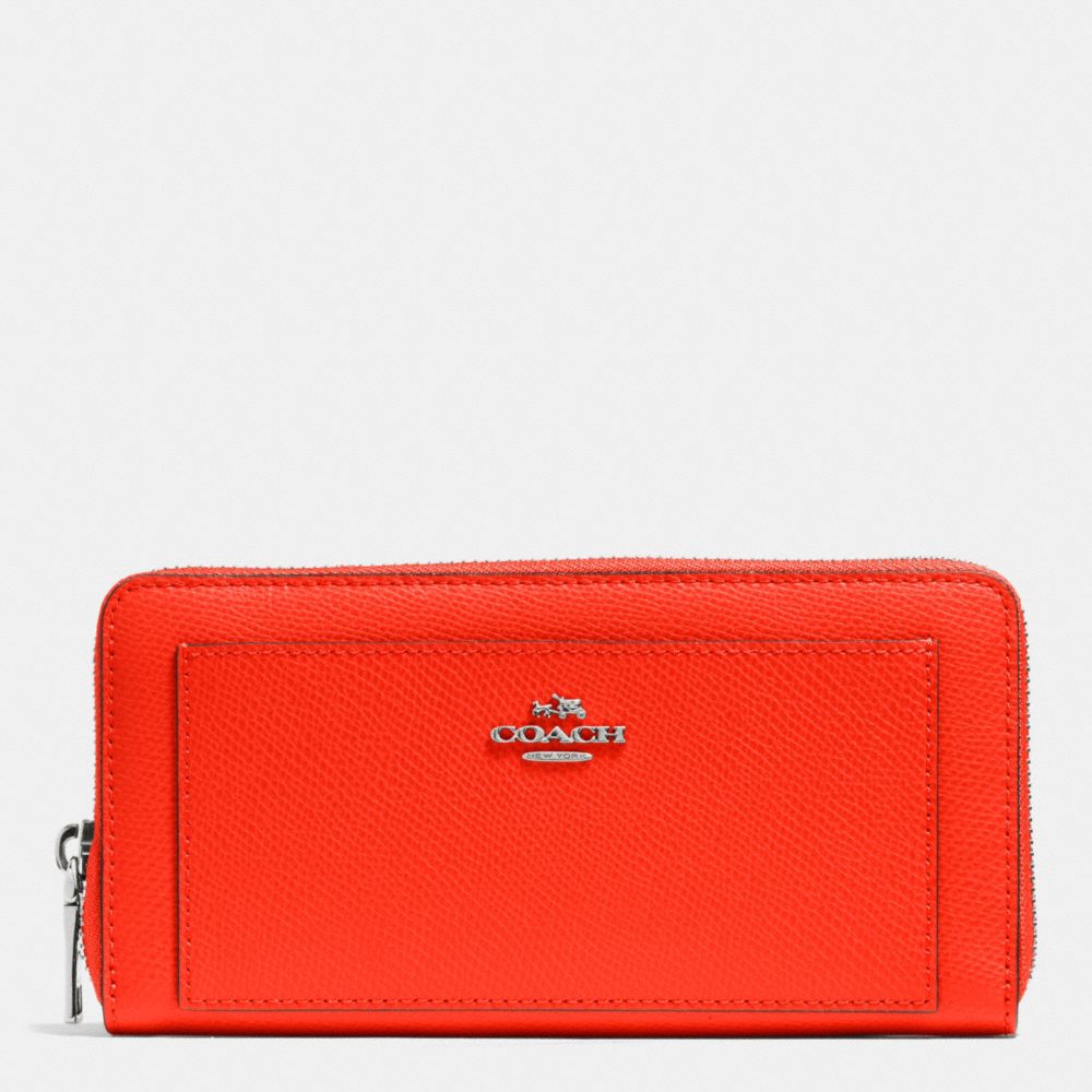 COACH ACCORDION ZIP WALLET IN LEATHER - SILVER/ORANGE - F52648