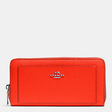 COACH ACCORDION ZIP WALLET IN LEATHER - SILVER/ORANGE - f52648