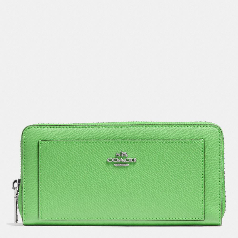 ACCORDION ZIP WALLET IN LEATHER - f52648 - SILVER/PISTACHIO