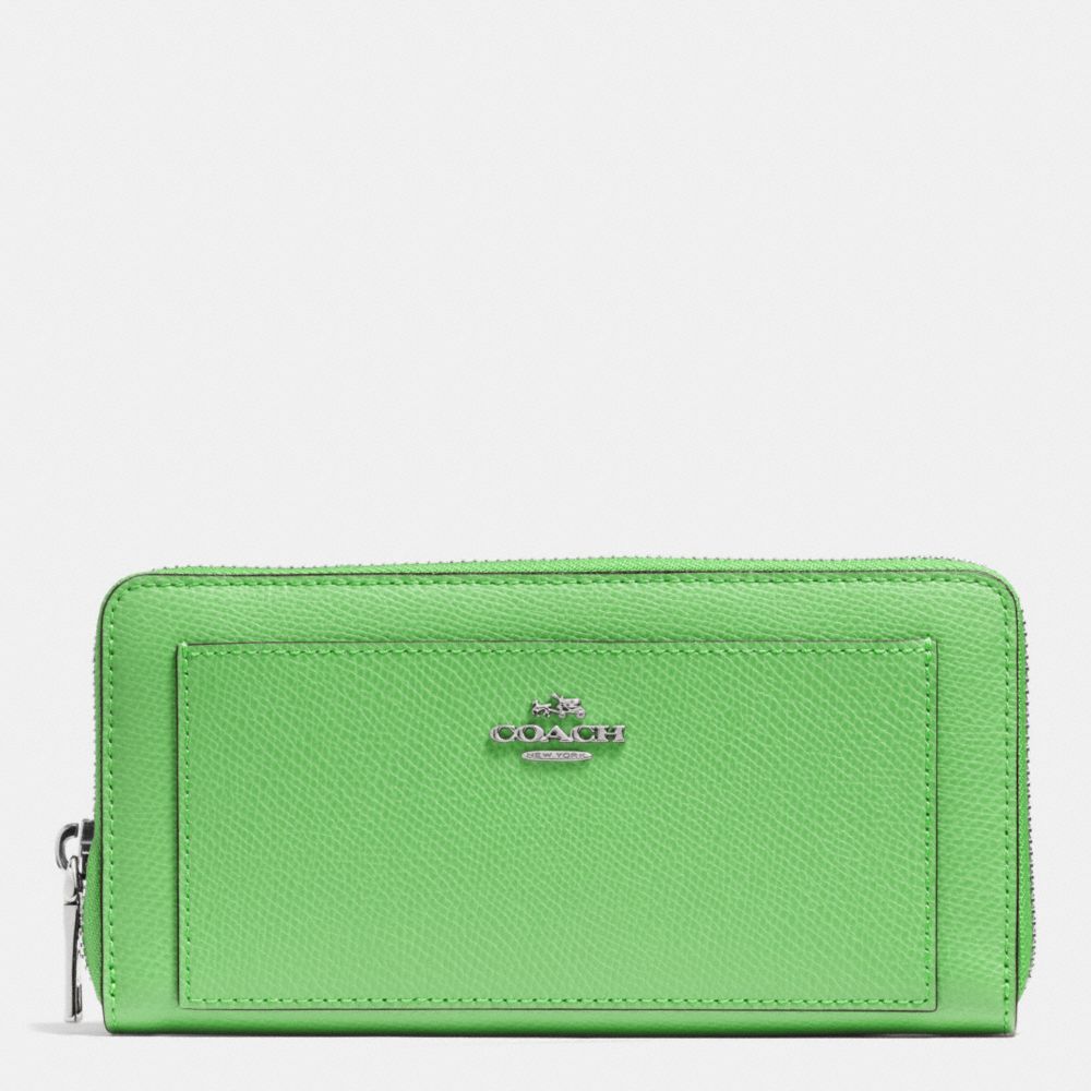 COACH F52648 Accordion Zip Wallet In Leather SILVER/PISTACHIO