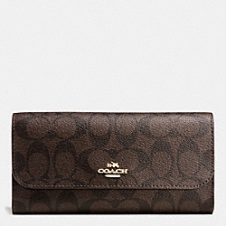 COACH F52681 Checkbook Wallet In Signature IMITATION GOLD/BROWN/FUCHSIA