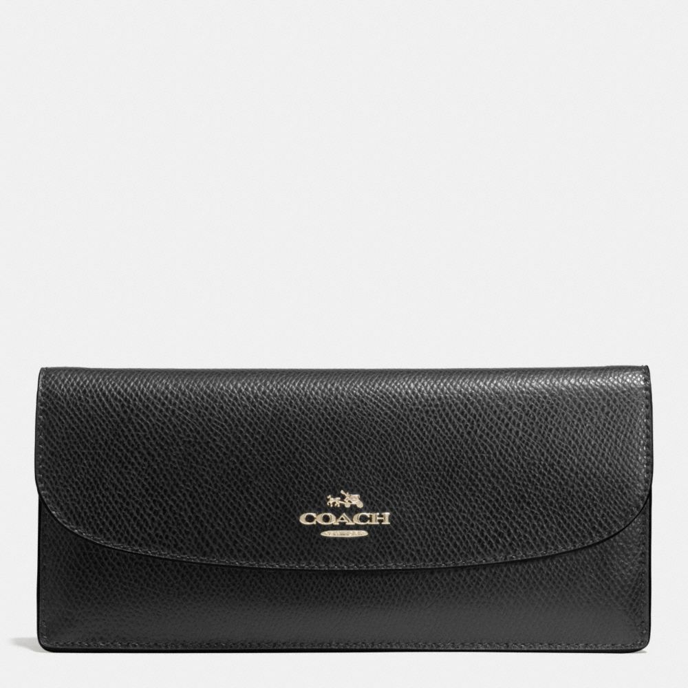 COACH F52689 SOFT WALLET IN LEATHER LIGHT-GOLD/BLACK