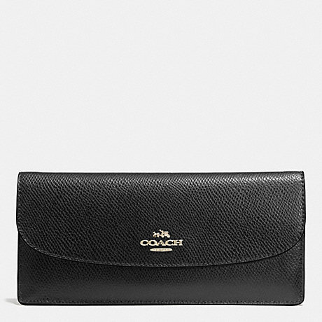 COACH F52689 SOFT WALLET IN LEATHER LIGHT-GOLD/BLACK