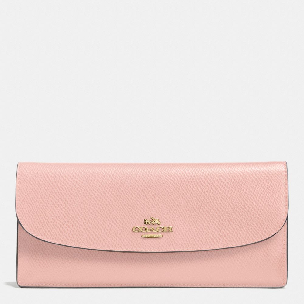 COACH F52689 SOFT WALLET IN LEATHER IMITATION-GOLD/PEACH-ROSE