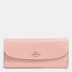COACH F52689 Soft Wallet In Leather IMITATION GOLD/PEACH ROSE