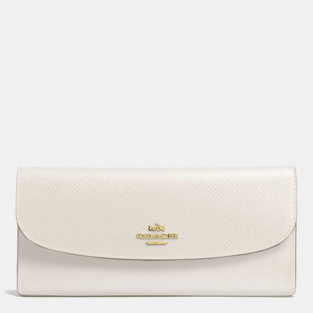 COACH F52689 SOFT WALLET IN LEATHER LIGHT-GOLD/CHALK