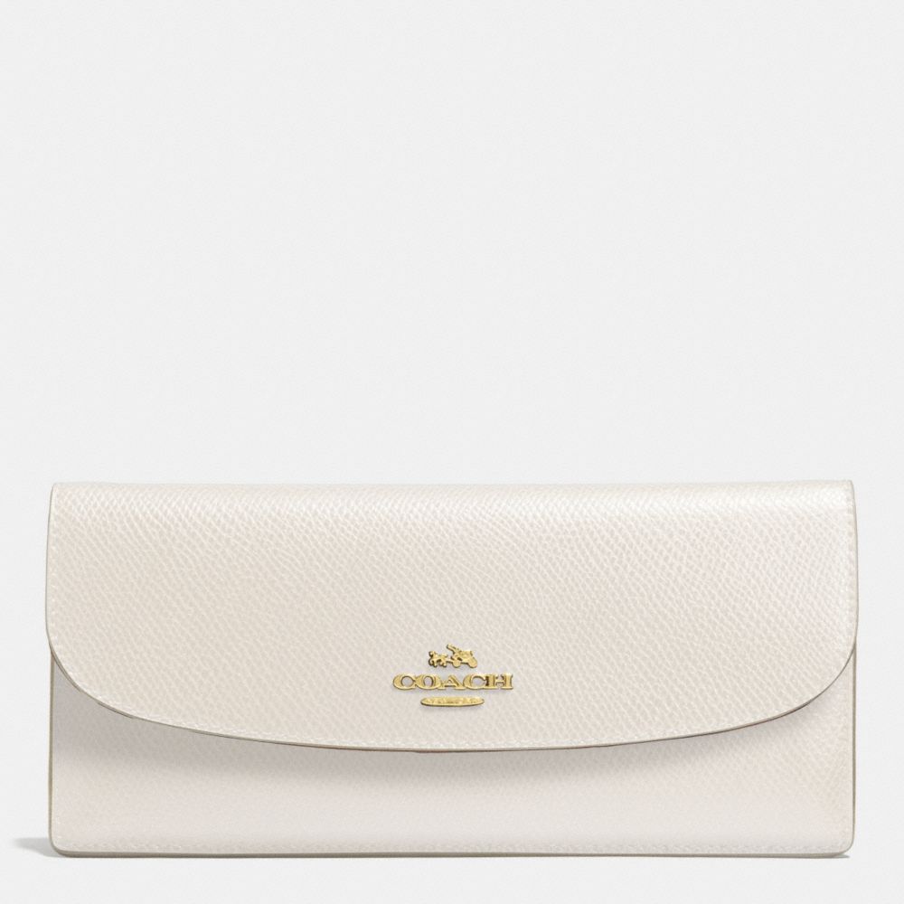 COACH f52689 SOFT WALLET IN LEATHER LIGHT GOLD/CHALK