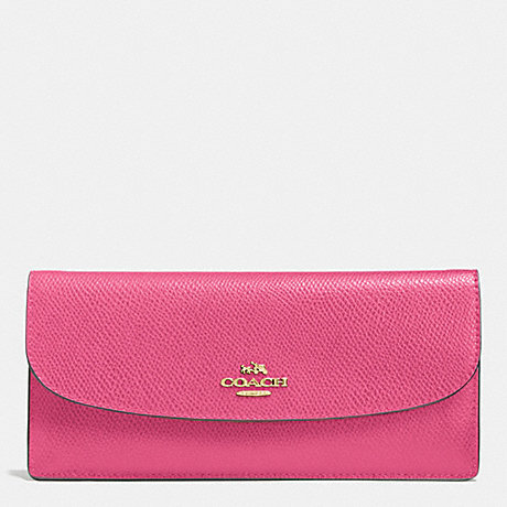 COACH F52689 SOFT WALLET IN LEATHER IMITATION-GOLD/DAHLIA