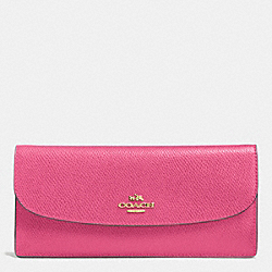 COACH F52689 Soft Wallet In Leather IMITATION GOLD/DAHLIA