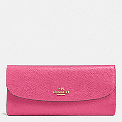 COACH F52689 - SOFT WALLET IN LEATHER IMITATION GOLD/DAHLIA