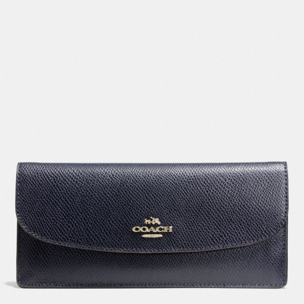 COACH F52689 Soft Wallet In Leather LIGHT GOLD/MIDNIGHT